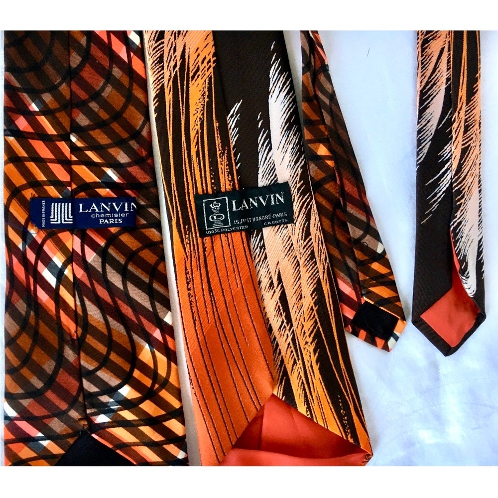 Vintage Lanvin Paris Necktie Wide Tie ‘70’s - Picture 2 of 3